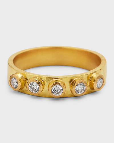 Shop Elizabeth Locke 19k Yellow Gold Diamond Flat Ribbon Stack Ring In 05 Yellow Gold
