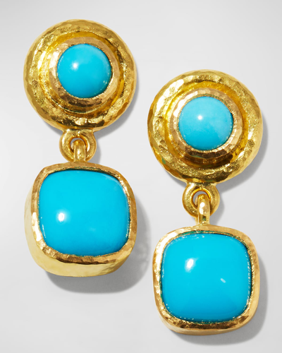 Shop Elizabeth Locke 19k Sleeping Beauty Turquoise Drop Earrings In 05 Yellow Gold