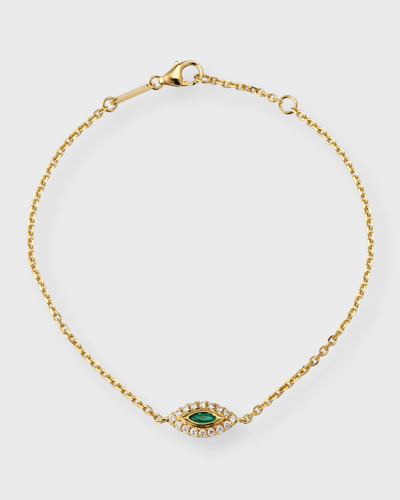 Shop Anita Ko 18k Yellow Gold Emerald Evil Eye Bracelet With Diamonds In 05 Yellow Gold