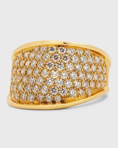 Shop Marco Bicego 18k Yellow Gold Lunaria Pave Diamond Band Ring In 05 Yellow Gold