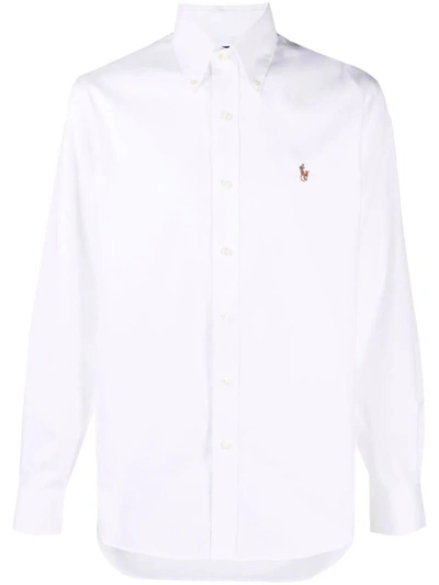 Polo Ralph Lauren Slim Fit White Cotton Shirt With Embroidered Logo In White