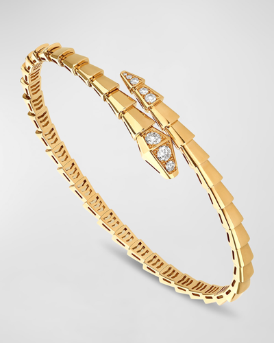 Shop Bvlgari Serpenti Viper 18k Yellow Gold Bracelet With Diamonds In 05 Yellow Gold