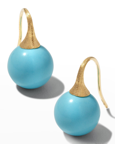 Shop Marco Bicego Africa 18k Turquoise Drop Earrings In 05 Yellow Gold