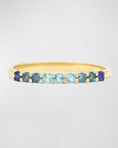 Shop Stevie Wren 14k Multihued Gem And Diamond Stack Ring In Blue