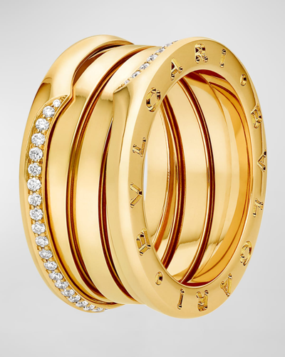 Shop Bvlgari B. Zero1 Gold 3-band Wave Ring With Diamonds, Eu 50 / Us 6.25 In 05 Yellow Gold