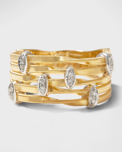 Shop Marco Bicego Marrakech Onde 18k 5-strand Diamond Ring In 05 Yellow Gold