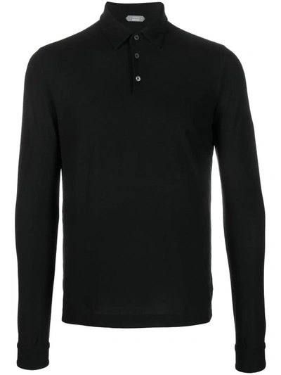 Shop Zanone Long Sleeves Polo Clothing In Black