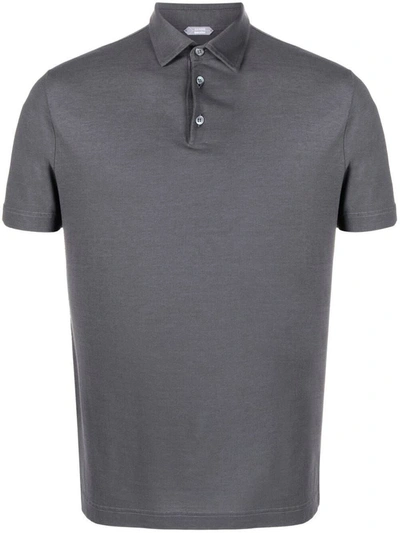 Shop Zanone Short Sleeves Polo Clothing In Grey