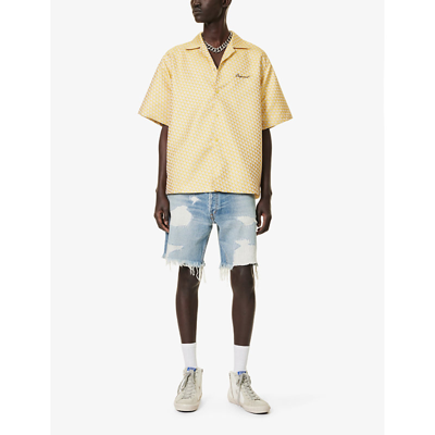 Shop Dsquared2 Men's Yellow Grey Jacquard-pattern Regular-fit Woven Shirt