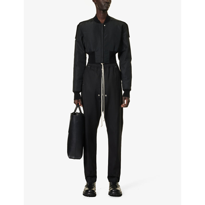 Shop Rick Owens Men's Black Bela Straight-leg Regular-fit Stretch-cotton Trousers