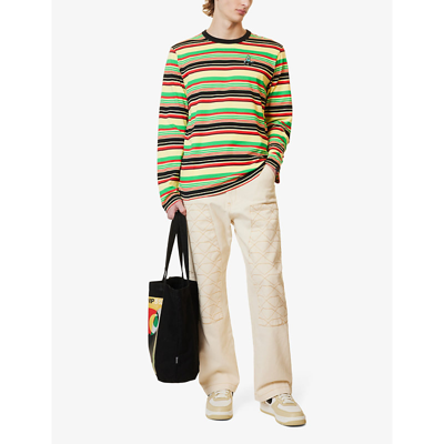 Shop Icecream Men's Multi Striped Brand-embroidered Long-sleeved Cotton-jersey T-shirt