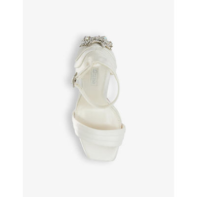 Shop Dune Women's White-synthetic Meridians Crystal-embellished Satin Heeled Sandals