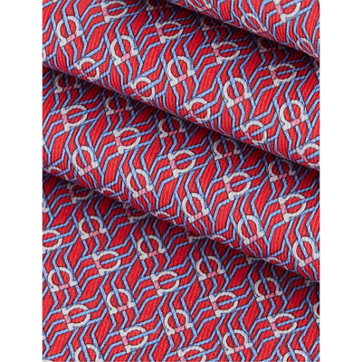 Shop Ferragamo Men's Rosso Tetris-print Silk Tie