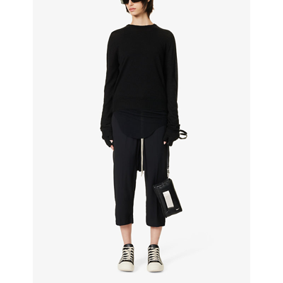 Shop Rick Owens Women's Black Round-neck Relaxed-fit Wool Jumper