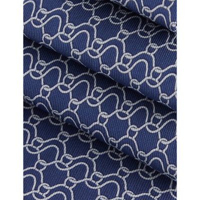 Shop Ferragamo Wave-print Silk Tie In Blu Scuro