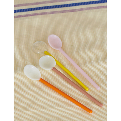 Hay Bright Yellow And Brown Tinted Glass Spoons Set Of Two In Bright Yellow And Brown