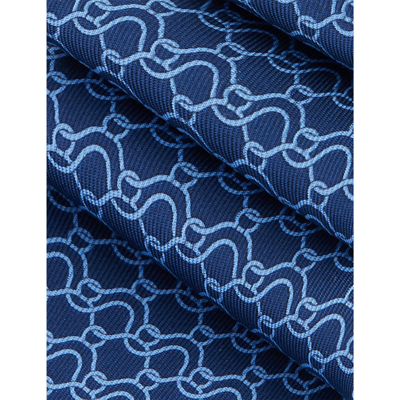 Shop Ferragamo Wide-print Silk Tie In Navy/azzurro