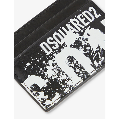 Shop Dsquared2 Black Splash Leather Card Holder