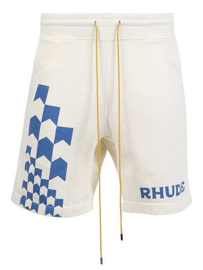 Rhude X The Webster Printed Terry Short In Crã¨me