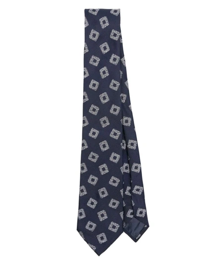 Shop Ea7 Emporio Armani Woven Jacquard Tie Accessories In Blue