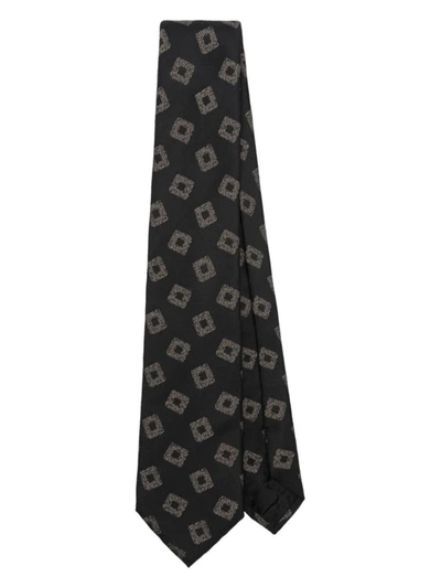 Shop Ea7 Emporio Armani Woven Jacquard Tie Accessories In Black