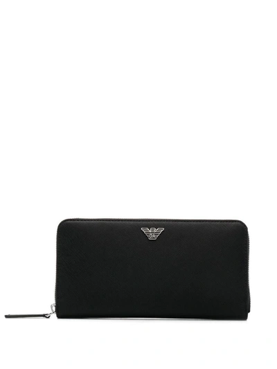 Shop Ea7 Emporio Armani Zipper Around Wallet Accessories In Black
