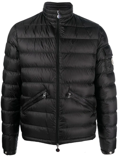 Shop Moncler Padded Zip-up Down Jacket In Black