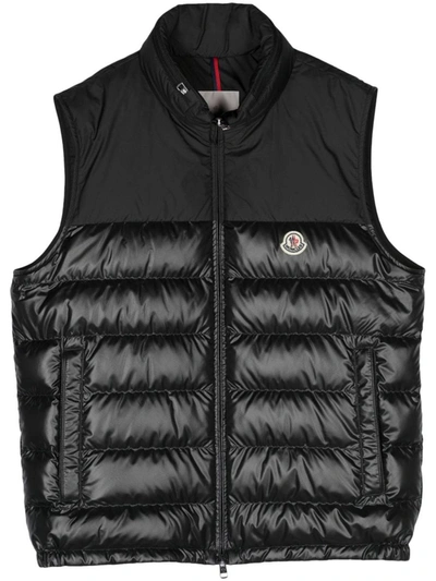 Shop Moncler Logo-patch Down-feather Gilet In Black