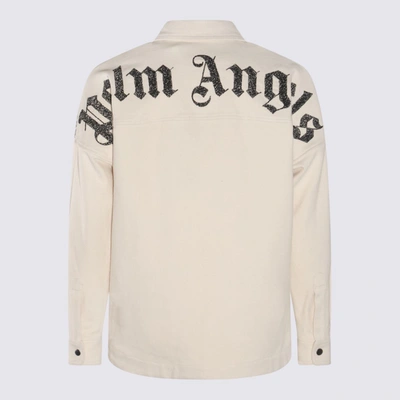Shop Palm Angels White Cotton Shirt In Off White Anthracite