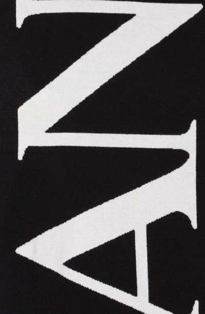 Shop Lanvin Logo Wool Scarf In Black White