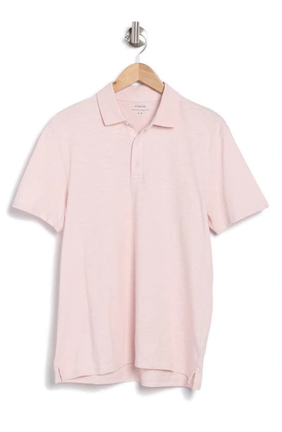 Shop Vince Short Sleeve Slub Polo In Rose Quartz