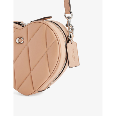 Shop Coach Womens Lh/buff Heart-shaped Quilted Leather Cross-body Bag