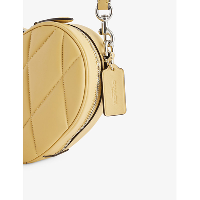 Shop Coach Heart-shaped Quilted Leather Cross-body Bag In Lh/hay