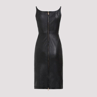 Shop Versace Leather Plonge Dress In Black