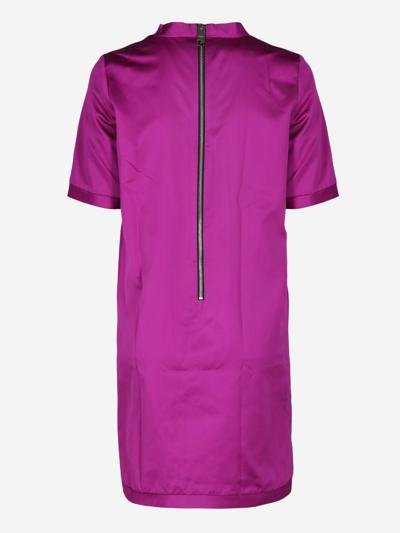 Shop Burberry Silk Midi Dress In Purple