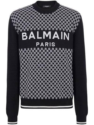 Shop Balmain 'monogram' Sweater In Black  