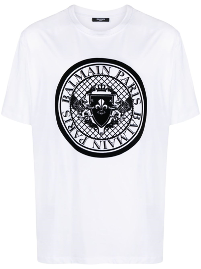 Shop Balmain T-shirt Logo In White