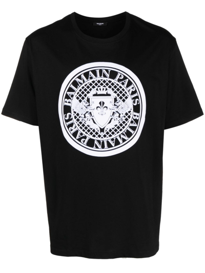 Shop Balmain T-shirt Logo In Black  