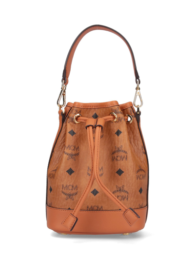 Shop Mcm 'dessau' Mini Bucket Bag In Brown