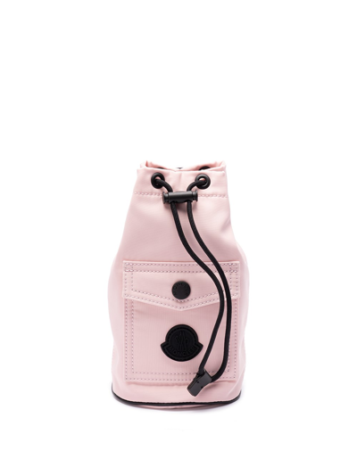 Shop Moncler Mini Drawstring Pouch Bag In Pink