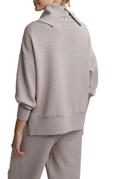 Shop Varley Priya Longline Cowl Neck Sweatshirt In Taupe Marl