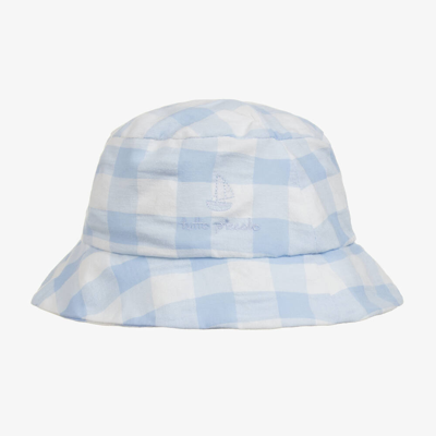 Shop Tutto Piccolo Boys Blue Gingham Check Cotton Hat
