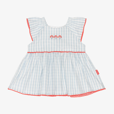 Shop Tutto Piccolo Baby Girls Blue Cotton Gingham Dress