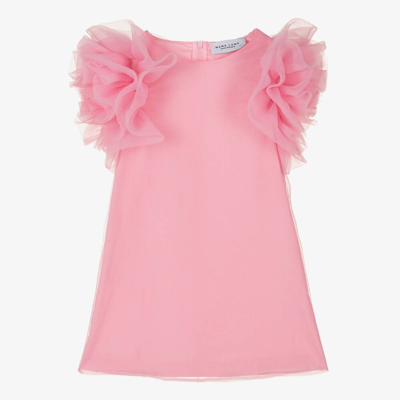 Shop Mama Luma Girls Pink Crêpe Organza Ruffle Dress