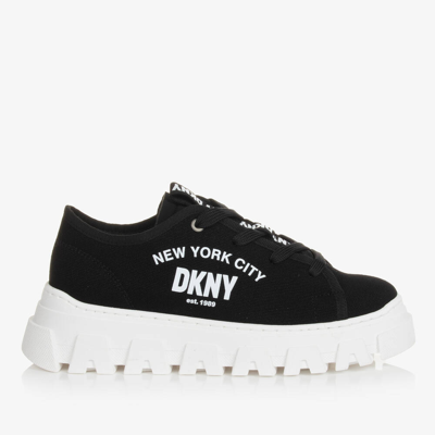 Shop Dkny Teen Girls Black & White Canvas Trainers