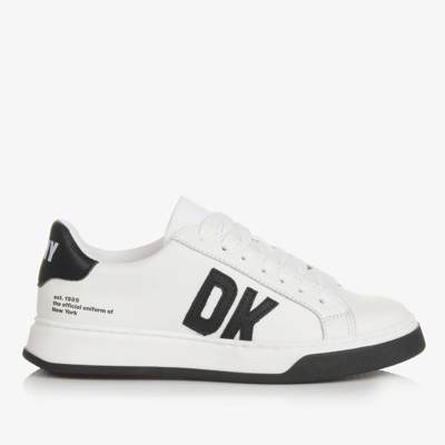 Shop Dkny Teen White Leather Trainers