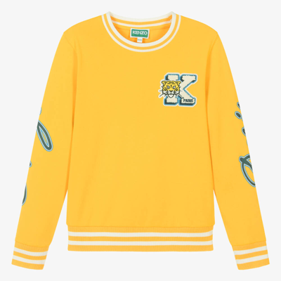 Shop Kenzo Kids Teen Boys Yellow Varsity Sweatshirt