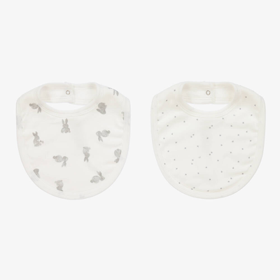 Shop Petit Bateau Ivory Cotton Baby Bibs (2 Pack) In White