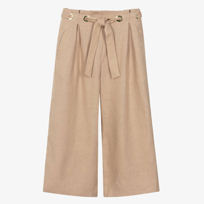 Shop Chloé Teen Girls Beige Linen Trousers