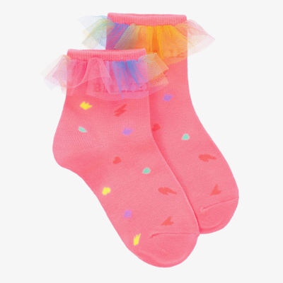 Shop Billieblush Girls Pink Cotton Tulle Socks